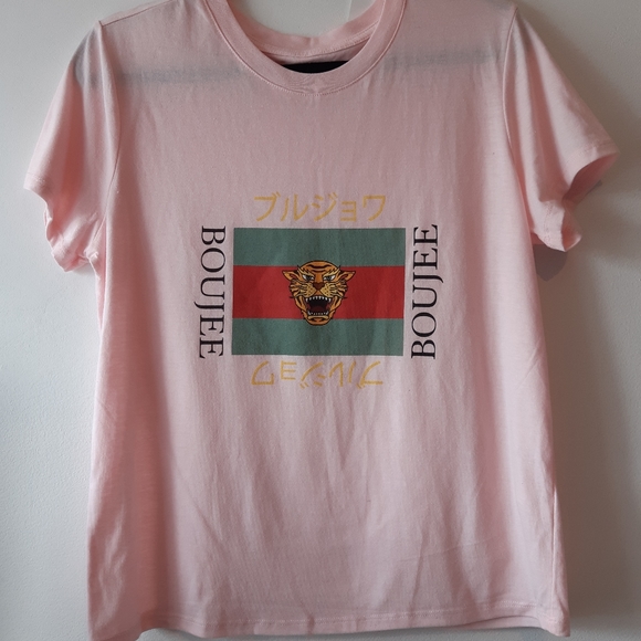 Pink Short Sleeve T-Shirt with Boujee Logo Size Lg - Picture 1 of 6